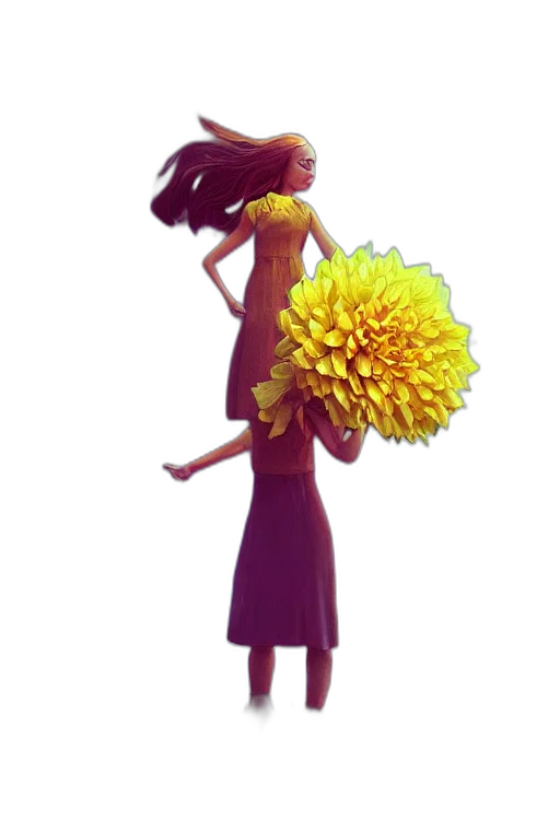 flower, staff, umbrella, dress, concept art, 3d render, fantasy art, pixel art transparent PNG cut-out