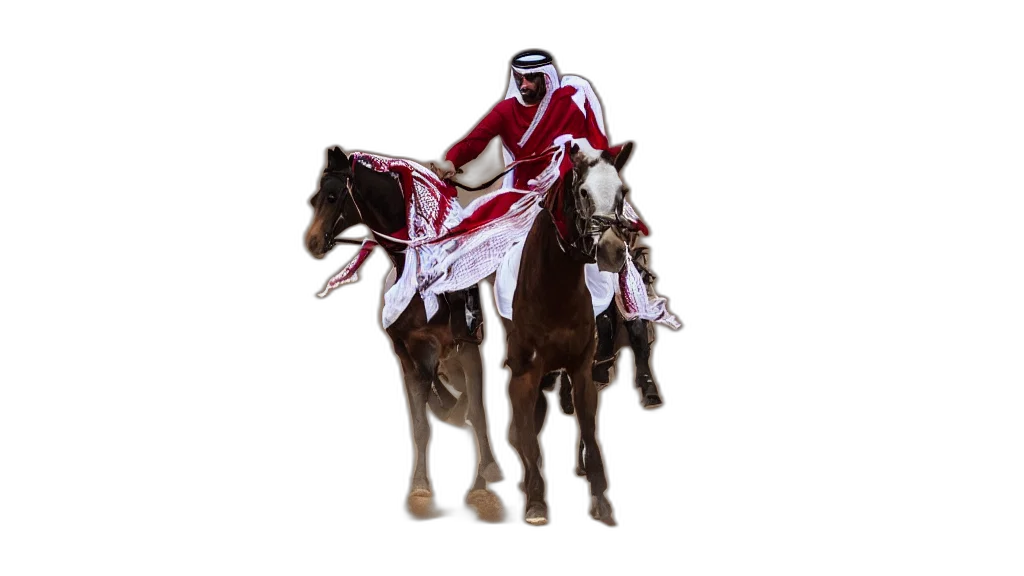 animal, concept art, one, arab, rider, wearing, white, red transparent PNG cut-out