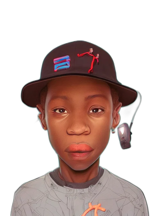 face, hat, staff, robot, photorealistic, cartoon, concept art, 3d render transparent PNG cut-out