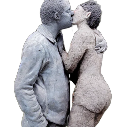 photorealistic, 3d render, kiss, sculpture transparent PNG cut-out