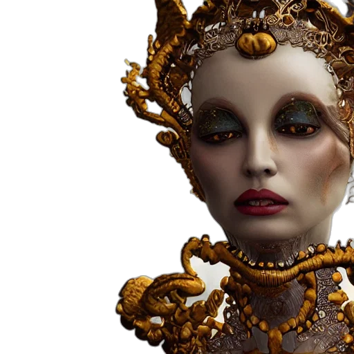 crown, jewelry, mask, fantasy art, 3d render, concept art, photorealistic, golden transparent PNG cut-out