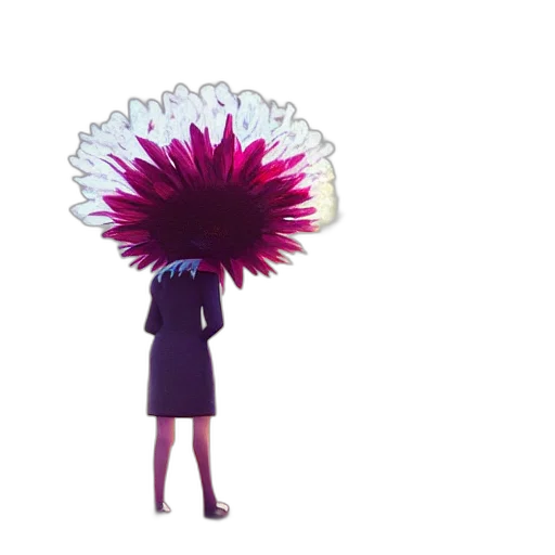 flower, umbrella, hat, hair, concept art, vaporwave, 3d render, pixel art transparent PNG cut-out