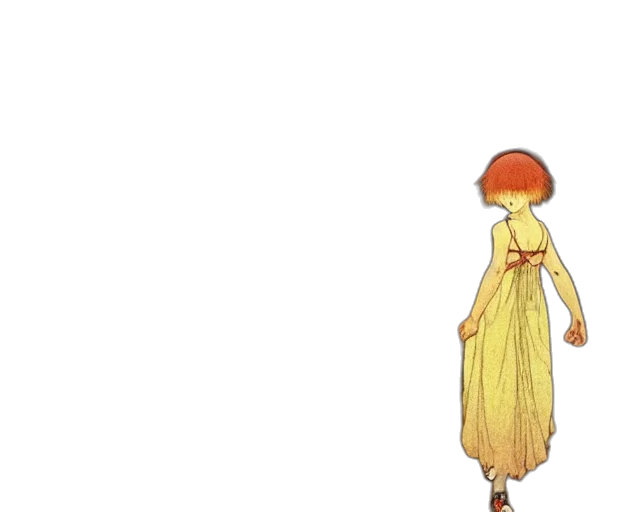 dress, hat, hair, staff transparent PNG cut-out
