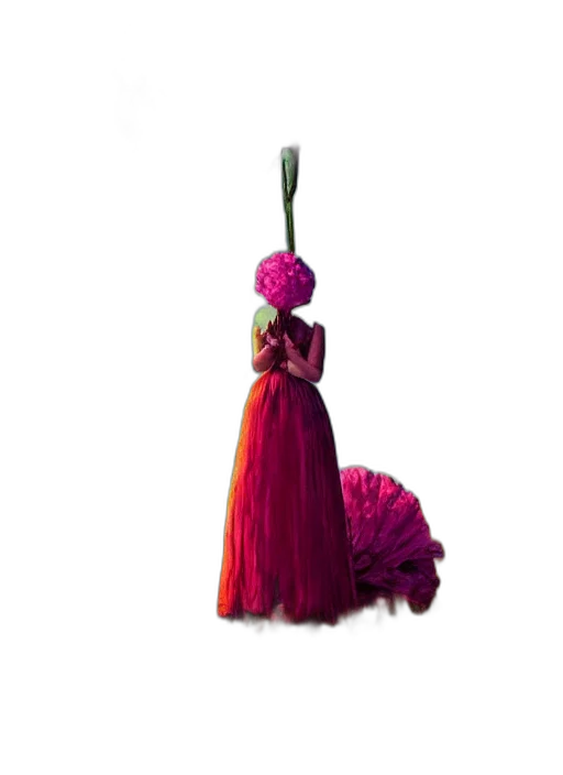 dress, flower, umbrella, staff transparent PNG cut-out