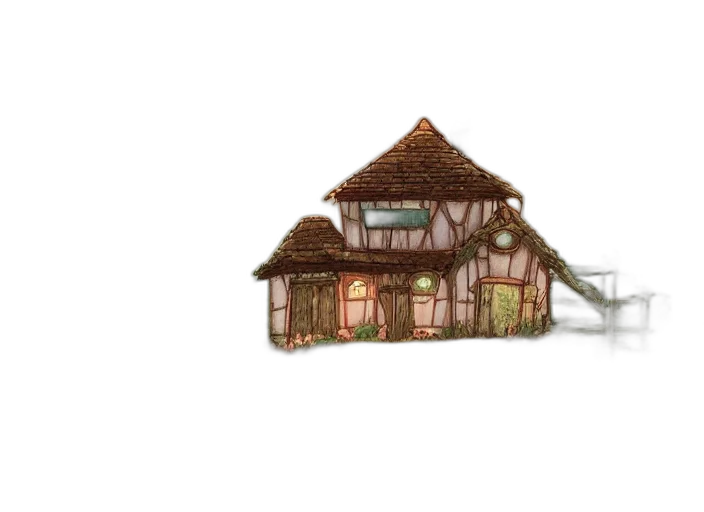 building, furniture, 3d render, concept art, pixel art, fantasy art, forest, fog transparent PNG cut-out