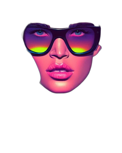 face, mask, vaporwave, 3d render transparent PNG cut-out