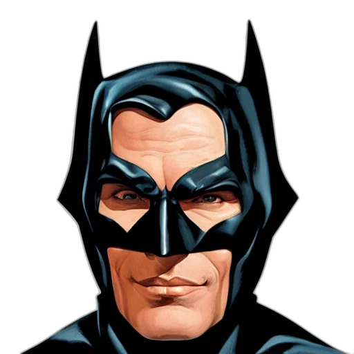 face, mask, comic book art, concept art, cartoon, photorealistic, portrait, batman transparent PNG cut-out