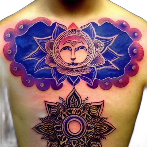 jewelry, photorealistic, watercolor, sun, moon, mandala, tattoo, style transparent PNG cut-out