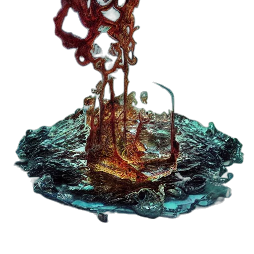 staff, crown, robot, creature, concept art, 3d render, fantasy art, watercolor transparent PNG cut-out