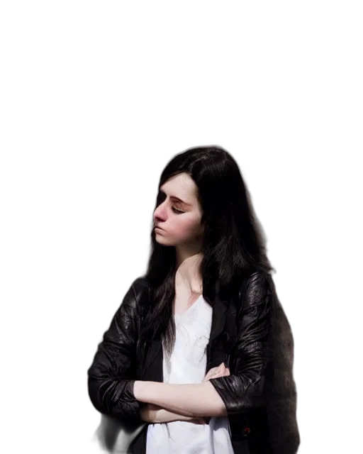 jacket, face, hair, photorealistic transparent PNG cut-out