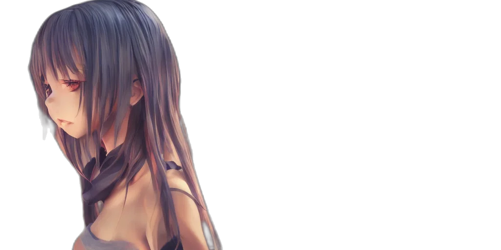 dress, hair, face, photorealistic, fantasy art, anime, concept art, dark transparent PNG cut-out