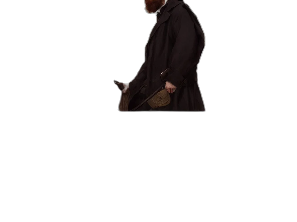 staff, jacket, hat, hair transparent PNG cut-out