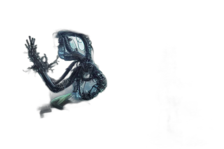 robot, creature, staff, mask transparent PNG cut-out