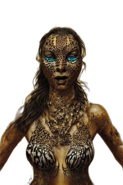 jewelry, mask, creature, face, 3d render, concept art, fantasy art, photorealistic transparent PNG cut-out