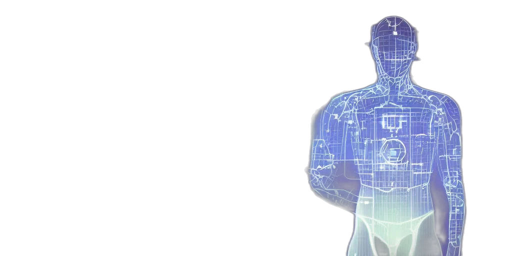 robot, cyberpunk, 3d render, vaporwave, concept art, technical, diagram, dashboard transparent PNG cut-out