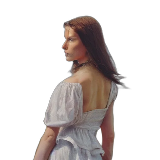 dress, face, jewelry, hair transparent PNG cut-out