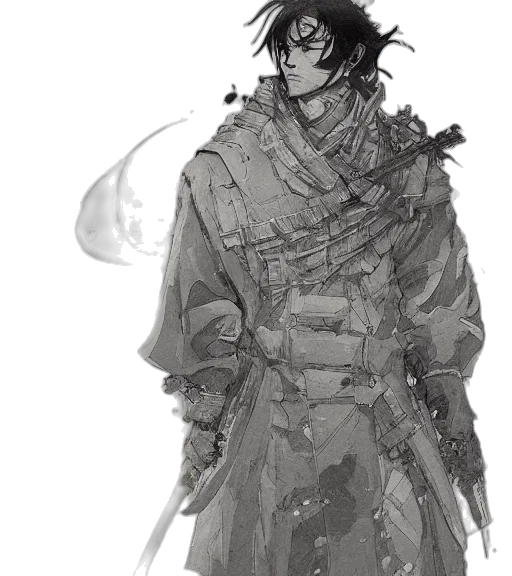 mask, staff, sword, jacket transparent PNG cut-out