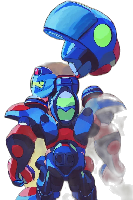 robot, concept art, 3d render, pixel art, anime, outer space, blue, hero transparent PNG cut-out