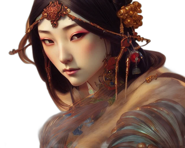 face, jewelry, staff, mask, fantasy art, photorealistic, concept art, oil painting transparent PNG cut-out
