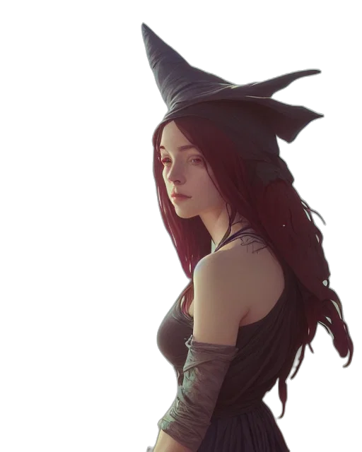 hat, staff, dress, mask, fantasy art, concept art, pixel art, 3d render transparent PNG cut-out