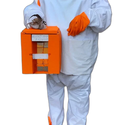 robot, jacket, mask, furniture, outer space, bee, wearing, orange transparent PNG cut-out