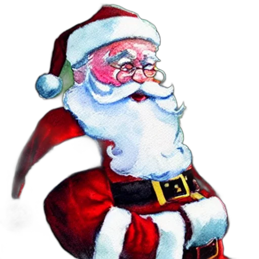 photorealistic, watercolor, painting, santa, claus transparent PNG cut-out