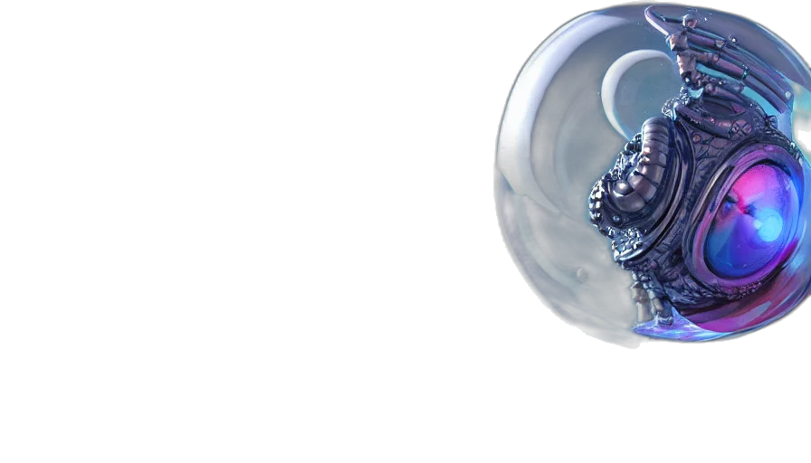 jewelry, crown, 3d render, photorealistic, outer space, blue, bubbles, artstation transparent PNG cut-out