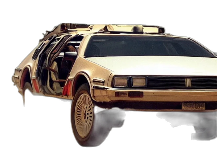 car, concept art, 3d render, african, jesus, driving, flying, delorean transparent PNG cut-out