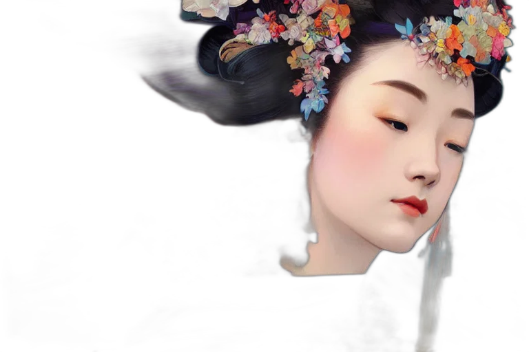 face, crown, dress, photorealistic transparent PNG cut-out