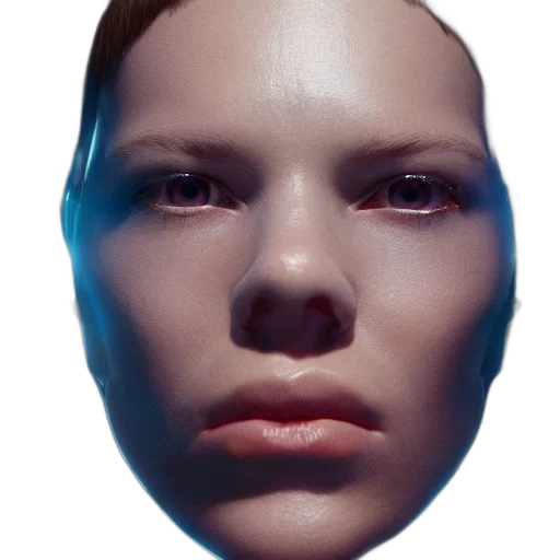 face, mask, robot, jewelry, 3d render, photorealistic, concept art, cyberpunk transparent PNG cut-out