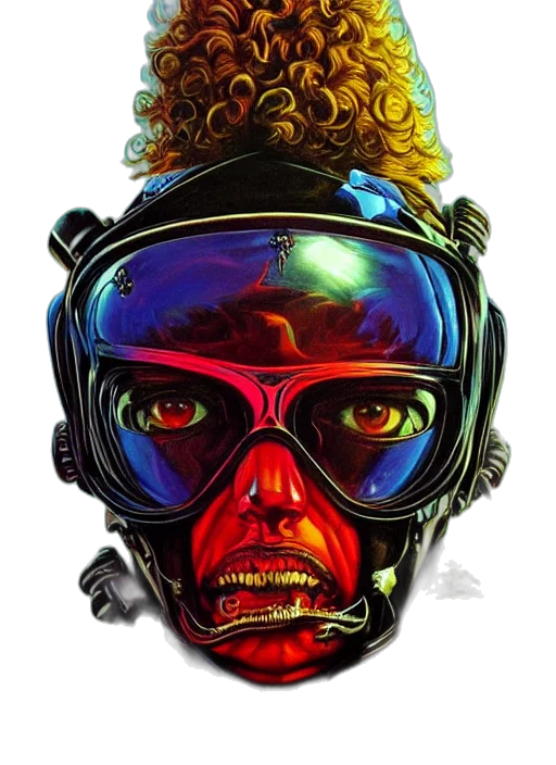 mask, face, robot, cyberpunk, comic book art, concept art, photorealistic, outer space transparent PNG cut-out
