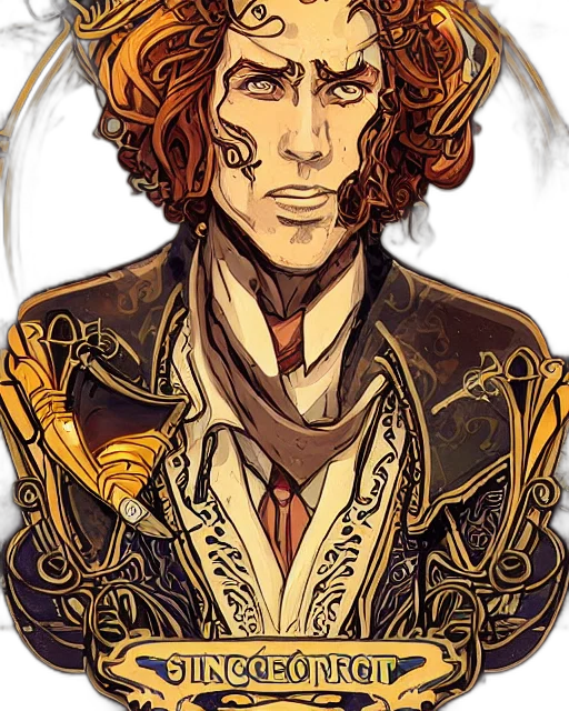 staff, jacket, crown, face, fantasy art, comic book art, concept art, cartoon transparent PNG cut-out