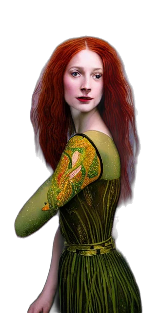 dress, jewelry, fantasy art, photorealistic, concept art, comic book art, green, infp transparent PNG cut-out