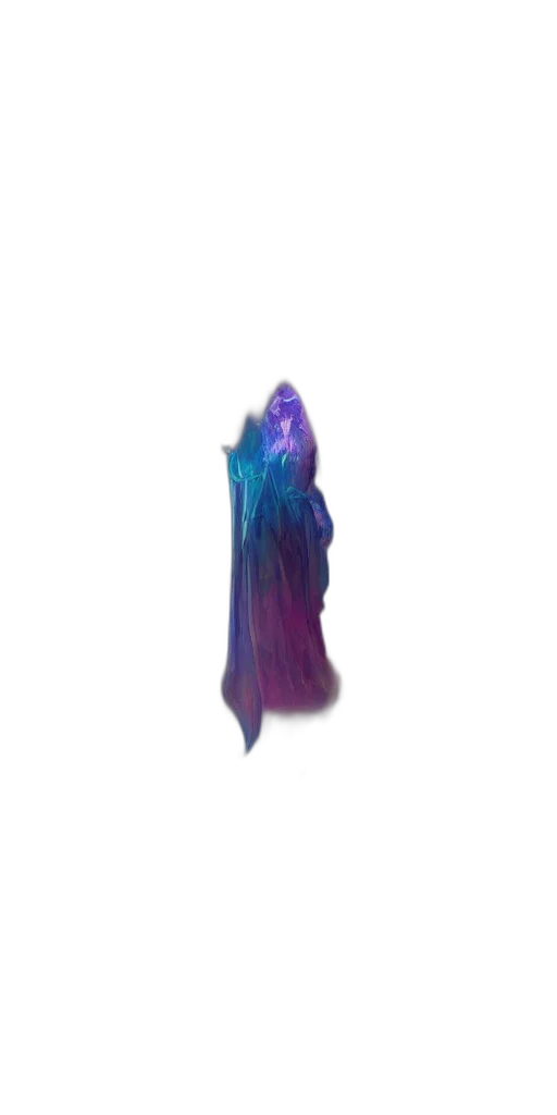 hair, creature, staff, dress, vaporwave, 3d render, concept art, pixel art transparent PNG cut-out