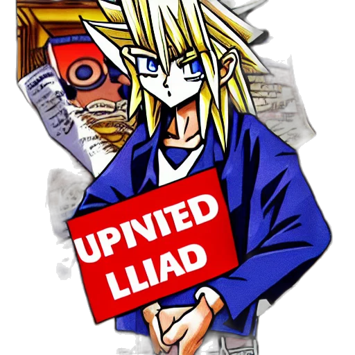 concept art, cartoon, anime, pixel art, yugi, moto, president, united transparent PNG cut-out