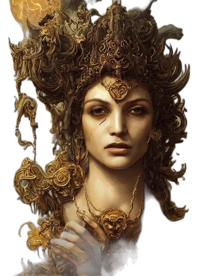 crown, jewelry, face, fantasy art transparent PNG cut-out