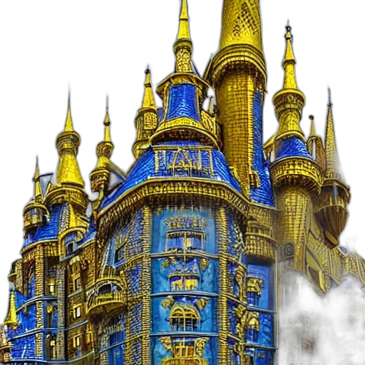 building, crown, concept art, 3d render, photorealistic, fantasy art, city street, golden transparent PNG cut-out