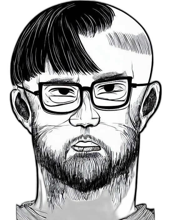 face, staff, creature, hair, cartoon, comic book art, concept art, photorealistic transparent PNG cut-out