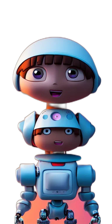 robot, staff, face, 3d render transparent PNG cut-out