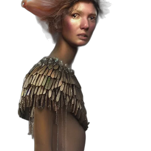 hair, dress, creature, face, fantasy art, concept art, photorealistic, 3d render transparent PNG cut-out