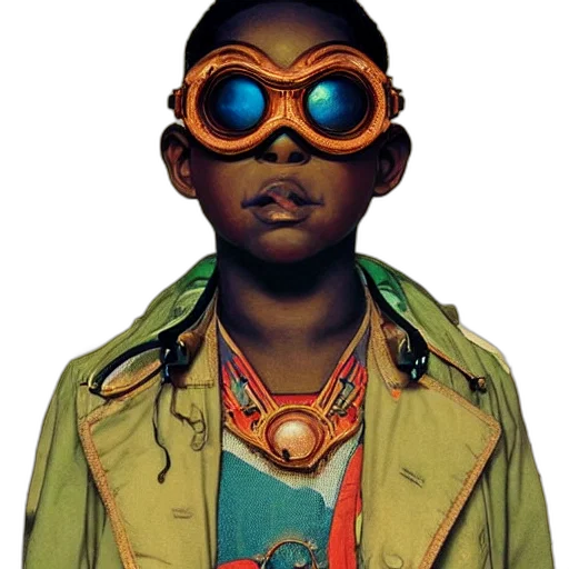 jacket, mask, face, jewelry, concept art, photorealistic, neon, green transparent PNG cut-out