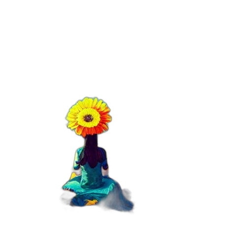 flower, crown, hat, robot, pixel art, 3d render, concept art, watercolor transparent PNG cut-out