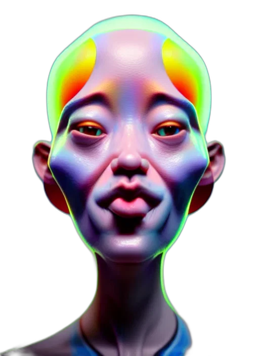 face, mask, robot, creature, 3d render, photorealistic, concept art, vaporwave transparent PNG cut-out