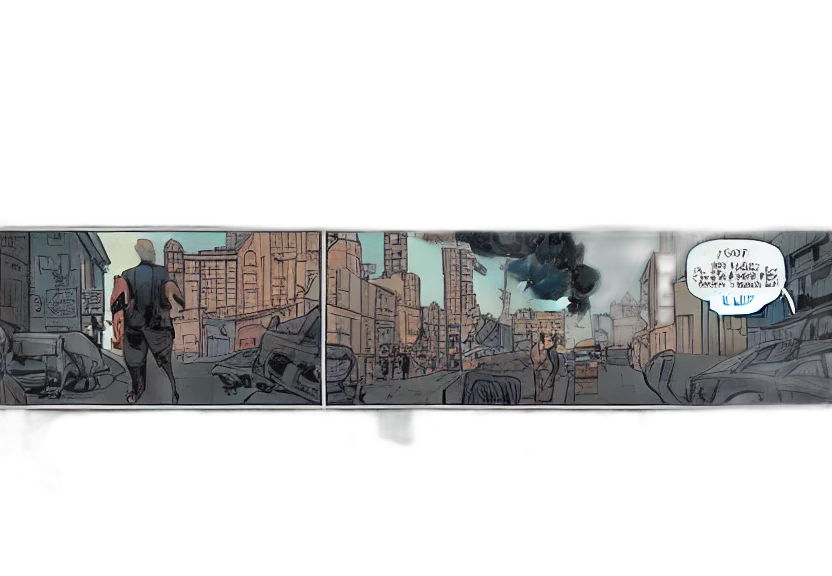 concept art, comic book art, city street, fog transparent PNG cut-out