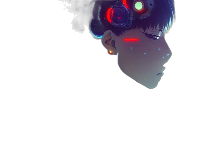 robot, mask, face, creature, cyberpunk, concept art, anime, watercolor transparent PNG cut-out