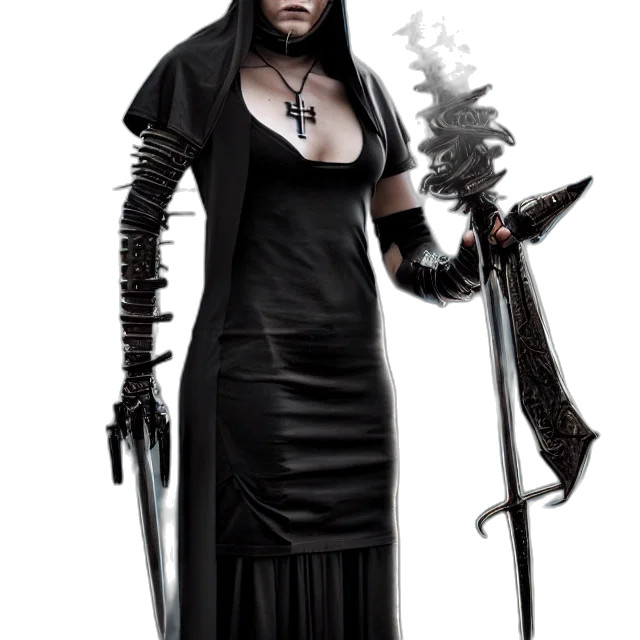 staff, sword, weapon, dress, concept art, fantasy art, comic book art, 3d render transparent PNG cut-out