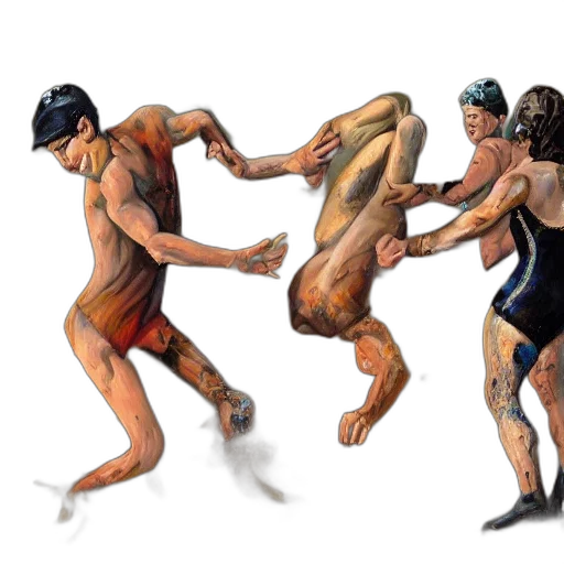 concept art, underwater, fire, drunks, fall, over, mud, wrestling transparent PNG cut-out