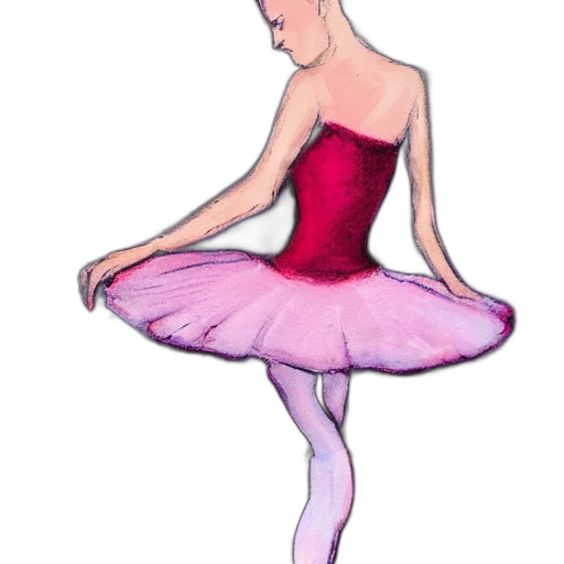 dress, watercolor, concept art, cartoon, fantasy art, pastel, red, ballerina transparent PNG cut-out