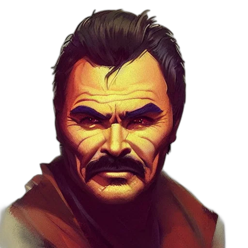 face, mask, staff, comic book art, concept art, fantasy art, photorealistic, digital transparent PNG cut-out