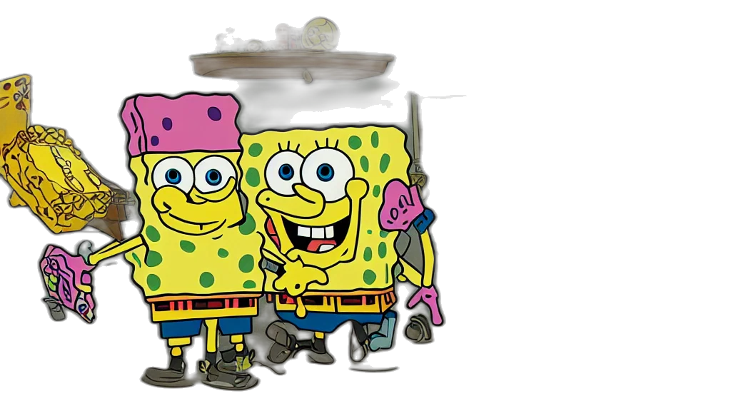 3d render, concept art, underwater, spongebob transparent PNG cut-out
